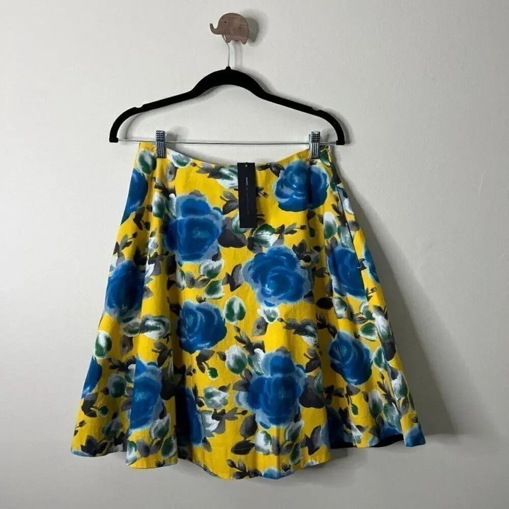 Marc by Marc Jacobs Yellow Floral Rose Skirt SZ 4 NWT